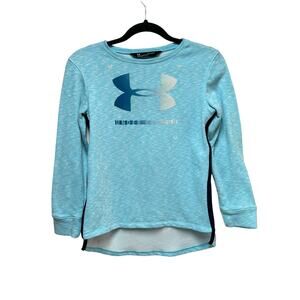 Under Armour Youth Large Lone Sleeve Sweater Sweatshirt Loose Fit Top Blue White